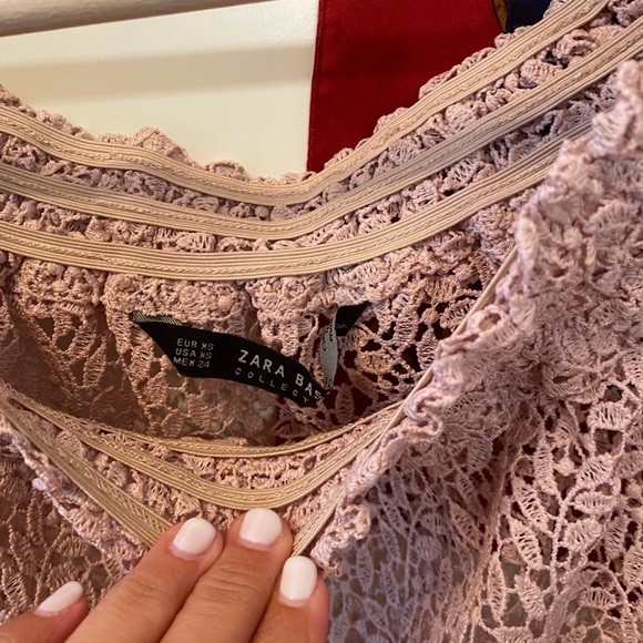 Zara Lace Light Pink Blouse Top - Picture 4 of 6